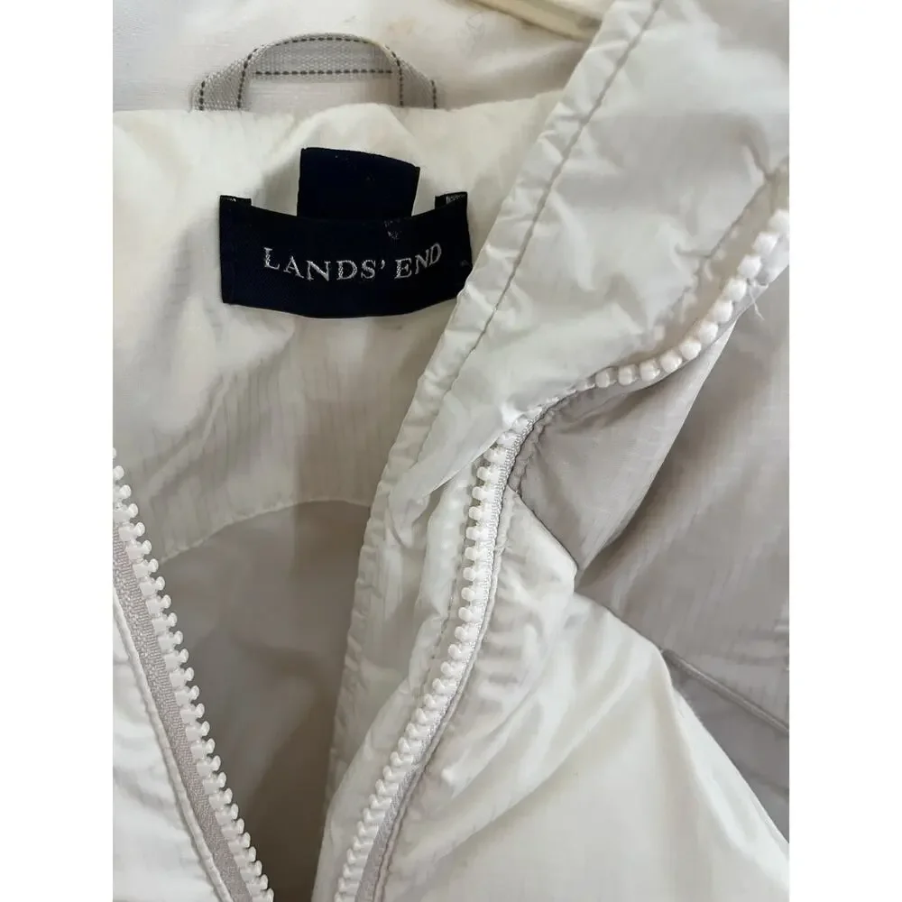 Lands End Girls Jacket Ski 10/12 Puffer Down White Cream Outdoors Athleisure